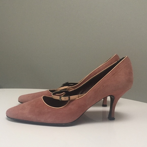Vintage Kitten Heels in dusty pink suede - Picture 1 of 3